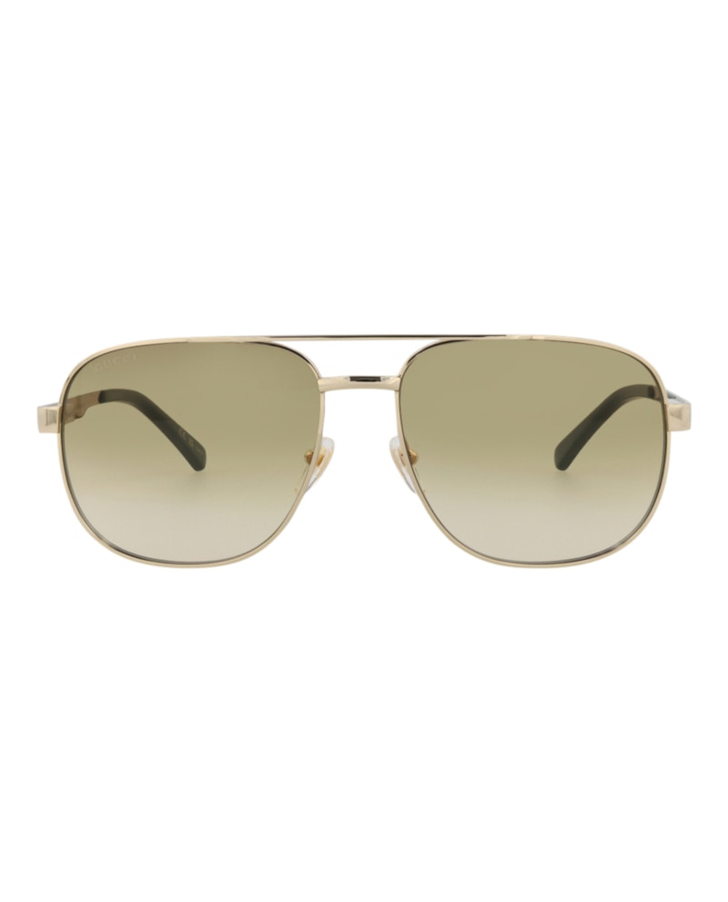 Gucci Aviator-Frame Metal Sunglasses Gold Gold Brown (GG1223S-30013480-001)