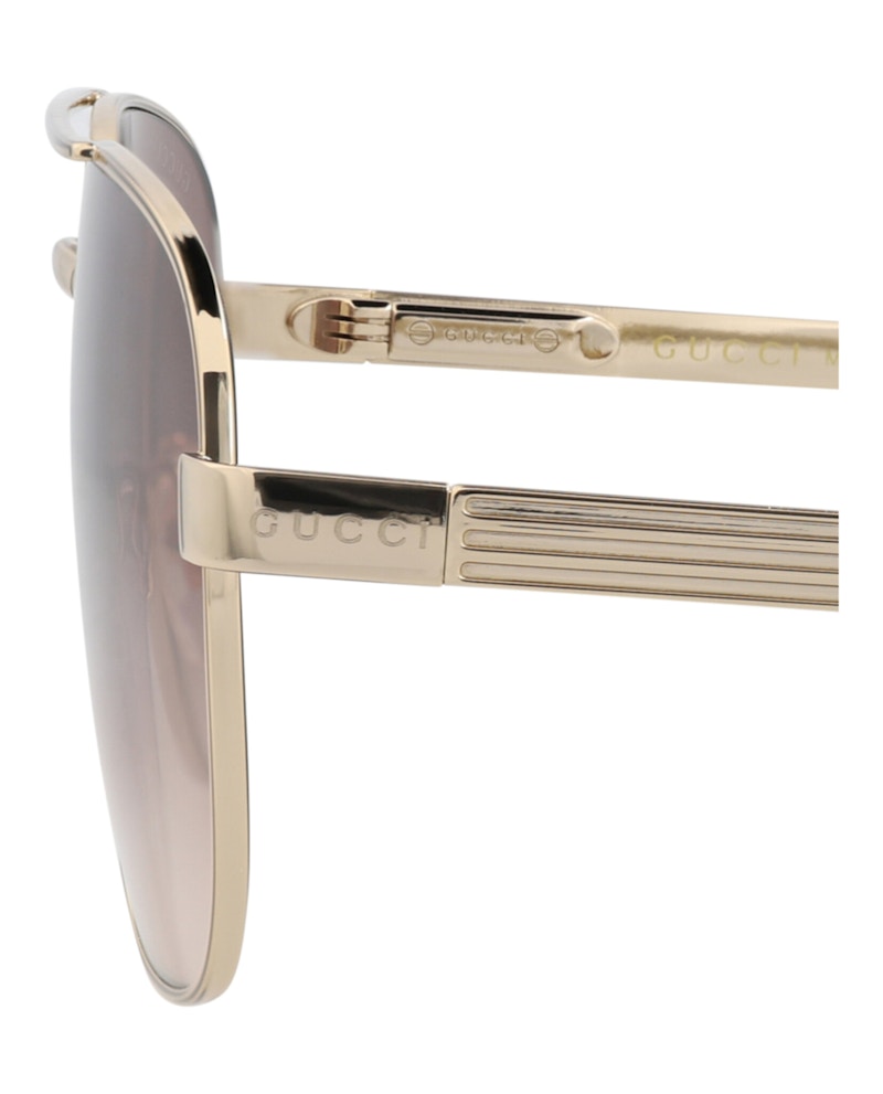 Gucci Aviator-Frame Metal Sunglasses Gold Gold Brown (GG1223S-30013480-003)
