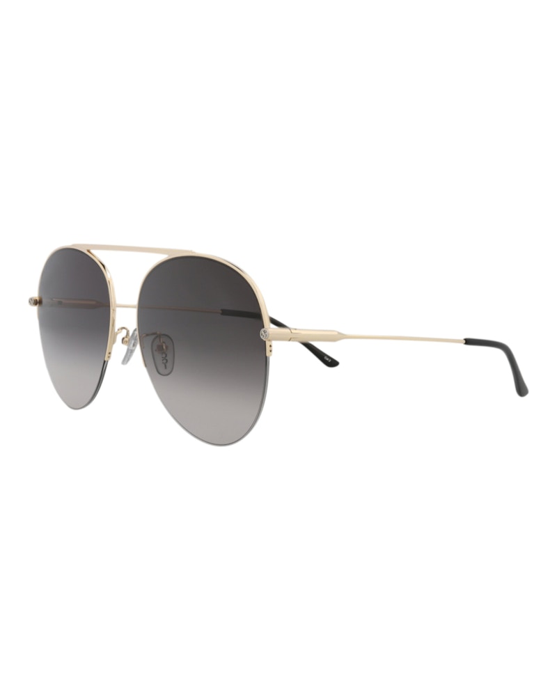 Gucci Aviator-Frame Metal Sunglasses Gold/Gold/Grey (GG1413S-30014423-001)
