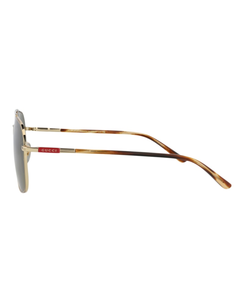 Gucci Aviator-Frame Metal Sunglasses Gold/Havana/Green (GG1351S-30013912-002)