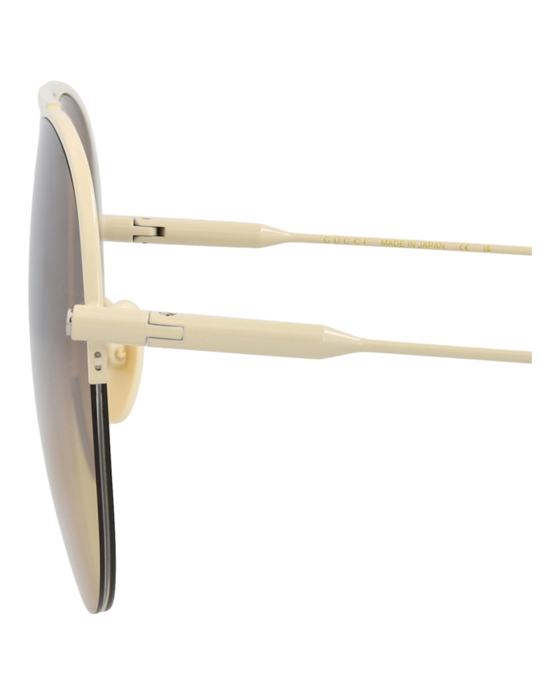 Gucci Aviator-Frame Metal Sunglasses Ivory/Ivory/Brown (GG1413S-30014423-004)