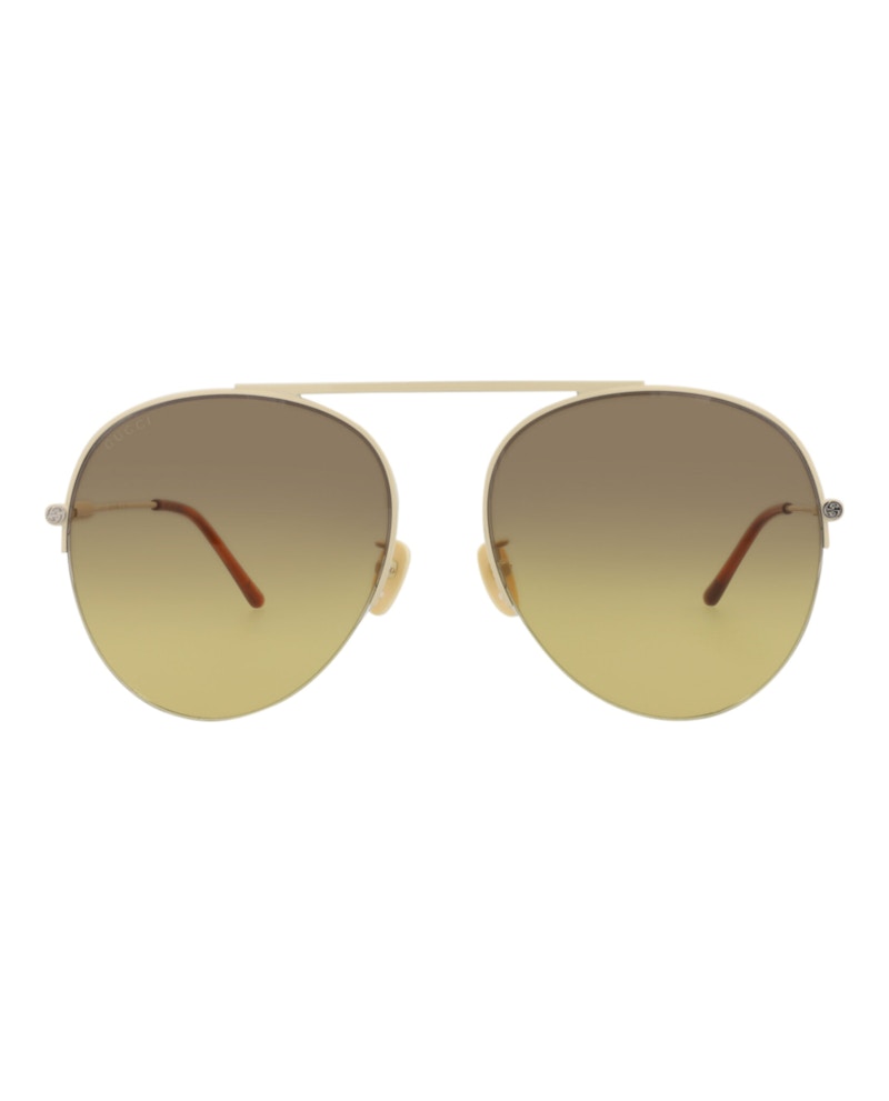 Gucci Aviator-Frame Metal Sunglasses Ivory/Ivory/Brown (GG1413S-30014423-004)