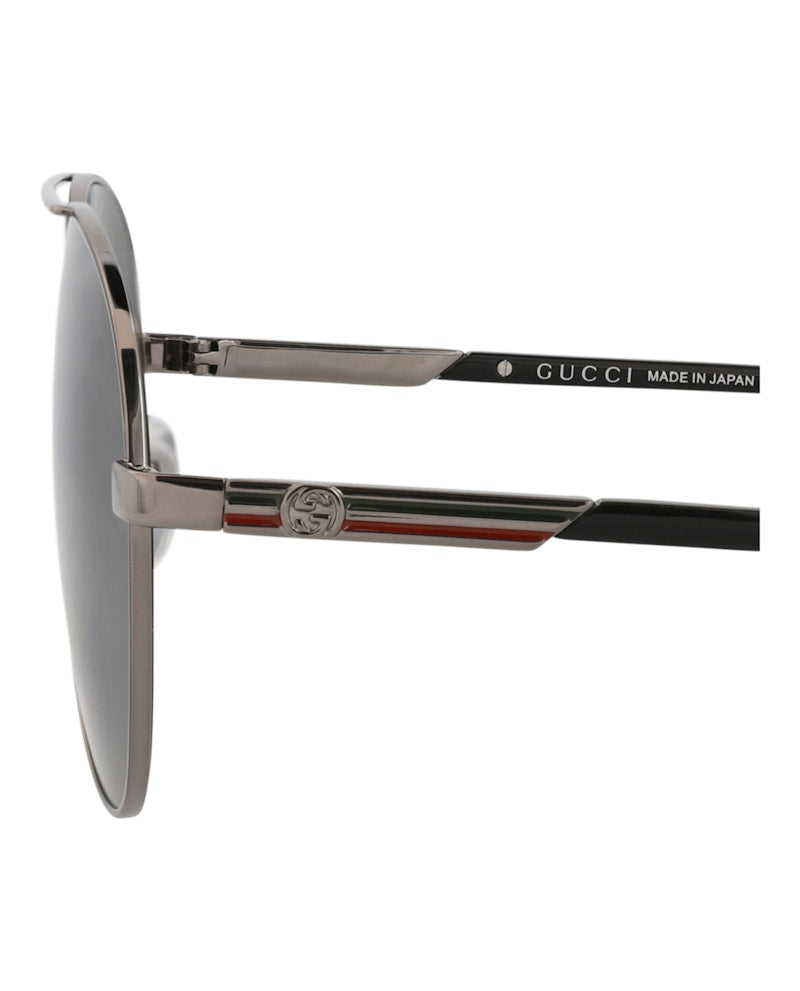 Gucci Aviator-Frame Metal Sunglasses Ruthenium/Black/Grey (GG1288SA-30013891-001)