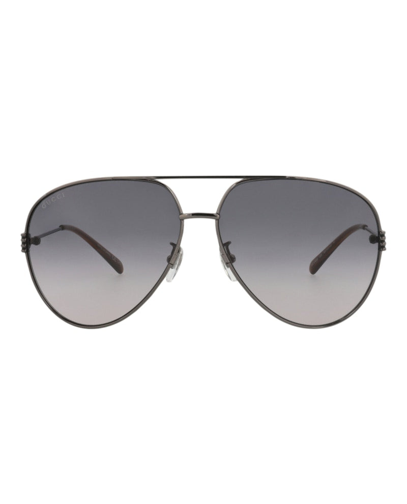 Gucci Aviator-Frame Metal Sunglasses Ruthenium/Ruthenium/Grey (GG1280S-30013904-002)