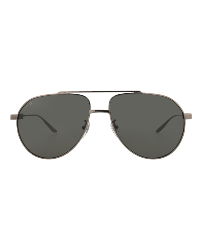 Gucci Aviator-Frame Metal Sunglasses Ruthenium/Ruthenium/Grey (GG1311S-30013897-001)