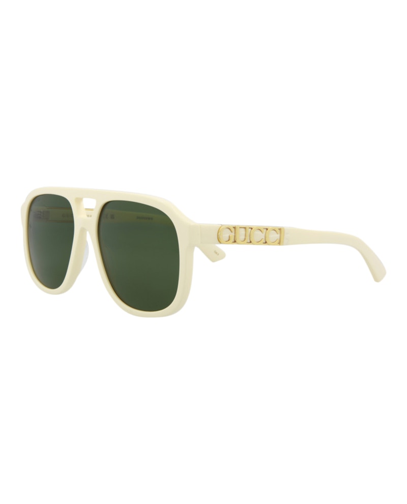 Gucci Aviator-Style Acetate Sunglasses Ivory Ivory Green (GG1188S-30013436-005)