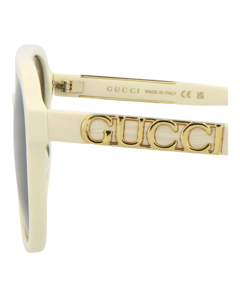 Gucci Aviator-Style Acetate Sunglasses Ivory Ivory Green (GG1188S-30013436-005)