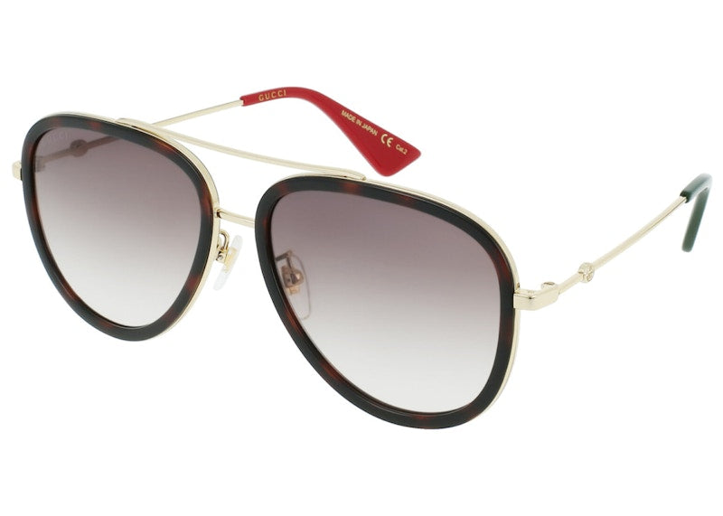 Gucci Aviator-Style Metal Sunglasses Gold/Brown (GG0062S-30001035-012)