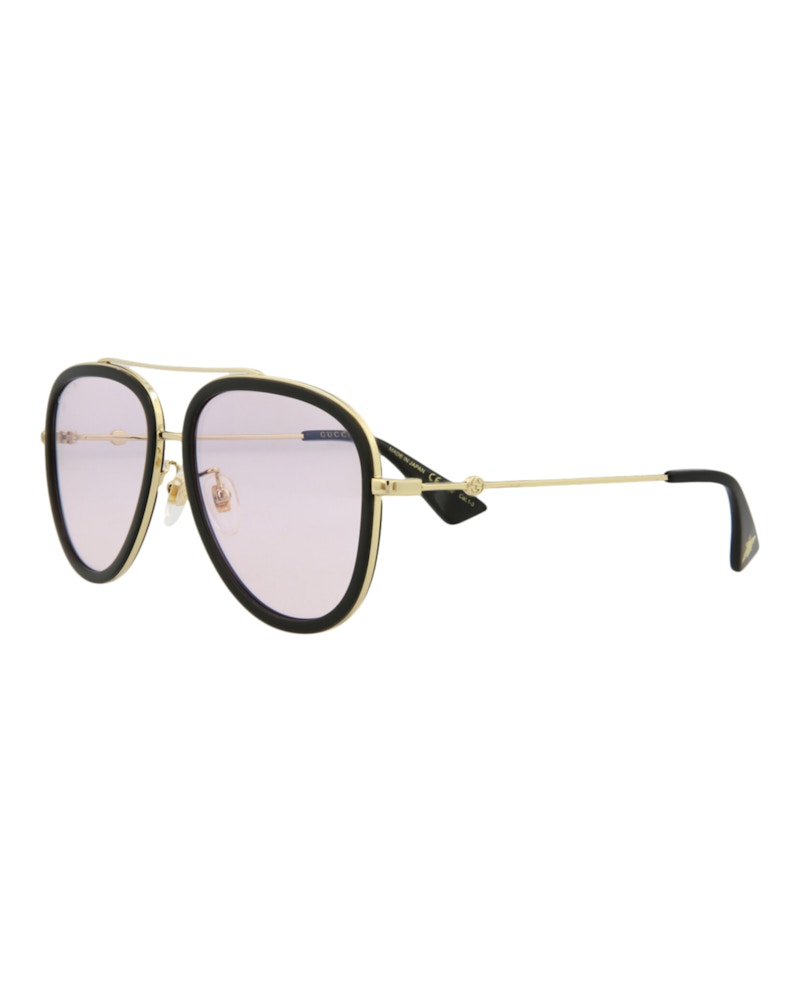 Gucci Aviator-Style Metal Sunglasses Gold/Gold/Pink (GG0062S-30001035-019)