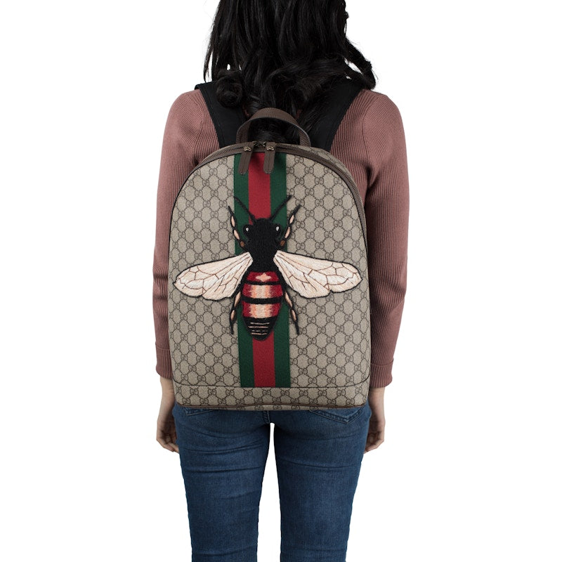 Gucci Animalier Web Backpack Monogram GG Supreme Stitched