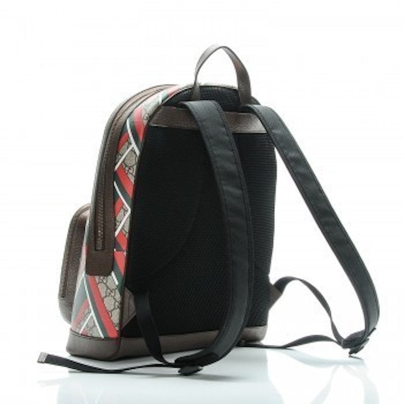 Gucci Chevron Print Backpack GG Supreme Monogram Medium Brown/Green/Red