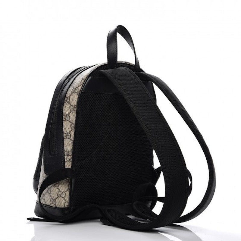 Gucci Front Zipper Pocket Backpack Monogram GG Supreme Beige/Black