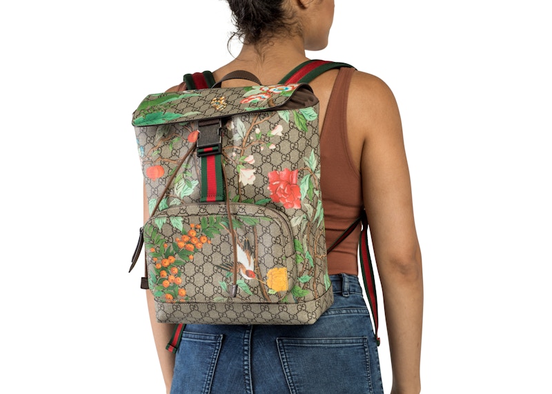 Gucci Backpack GG Supreme Monogram Tian Print Brown/Red/Yellow