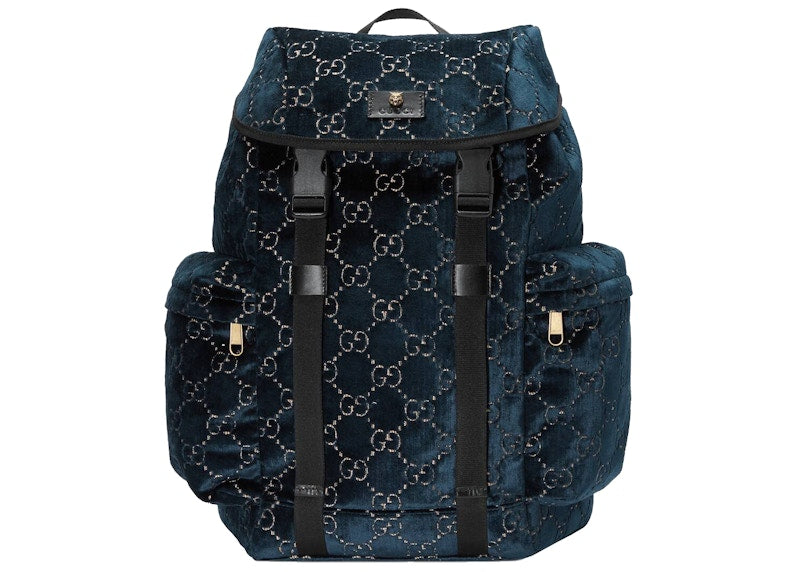 Gucci Backpack GG Velvet Medium Blue