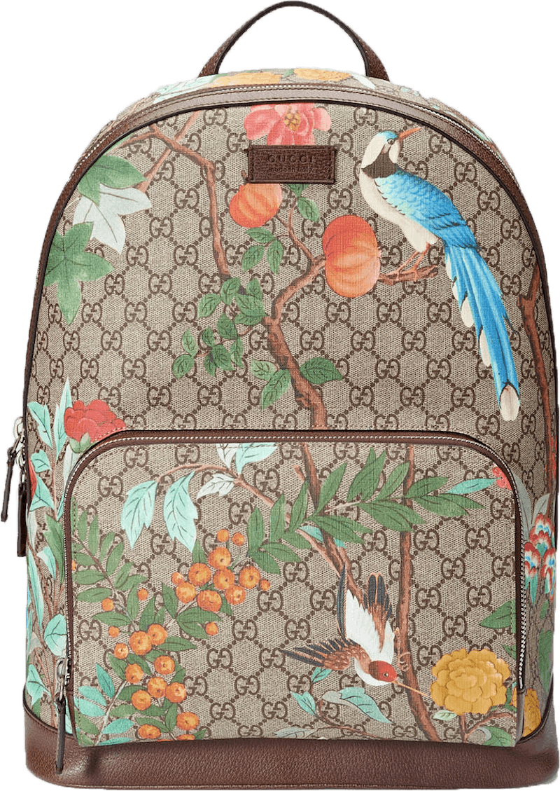 Gucci Tian GG Supreme Backpack Monogram GG Floral Pattern Beige/Ebony/Multicolor