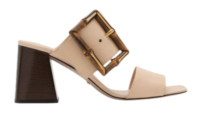 Gucci Bamboo Buckle Leather Sandal Beige