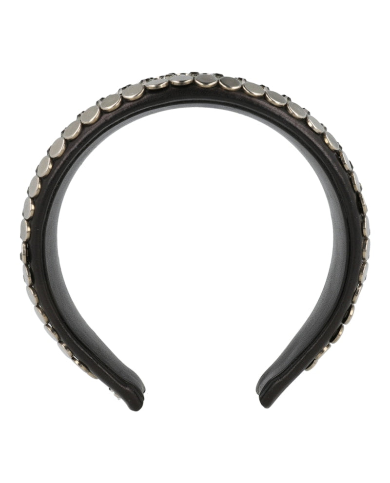 Gucci Beaded Leather Headband Beige