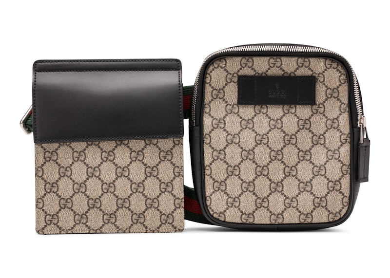 Gucci Belt Bag GG Supreme Web Waist Strap Black/Beige