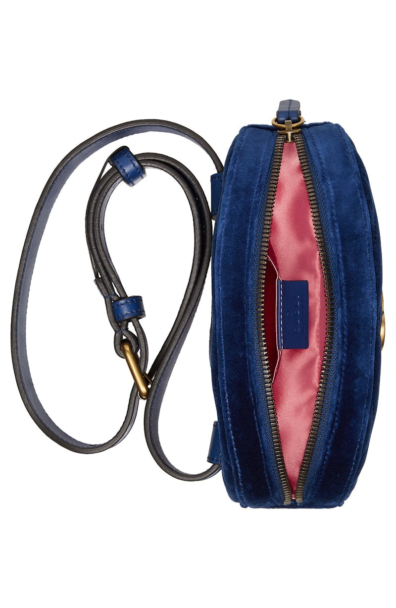 Gucci Marmont Belt Bag Matelasse Velvet Cobalt