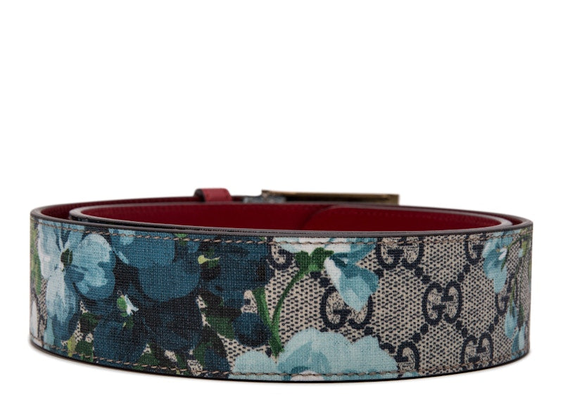 Gucci Blooms Tiger Plaque Belt Blue Multicolor