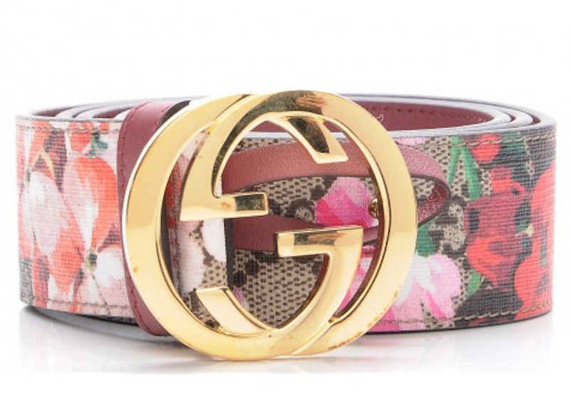 Gucci Belt GG Supreme Blooms Pink