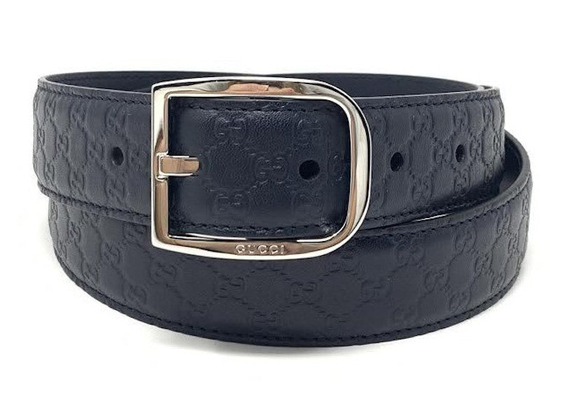 Gucci Belt Guccissima Leather 1.25 Width Navy