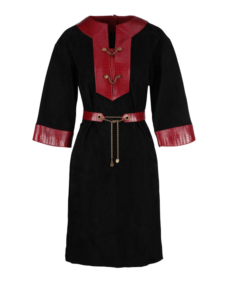 Gucci Belted Suede Dress Black