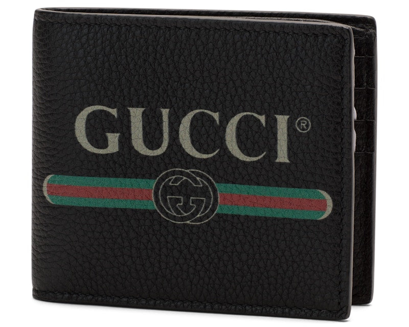 Gucci Print Bifold Wallet Leather (8 Card Slots) Black