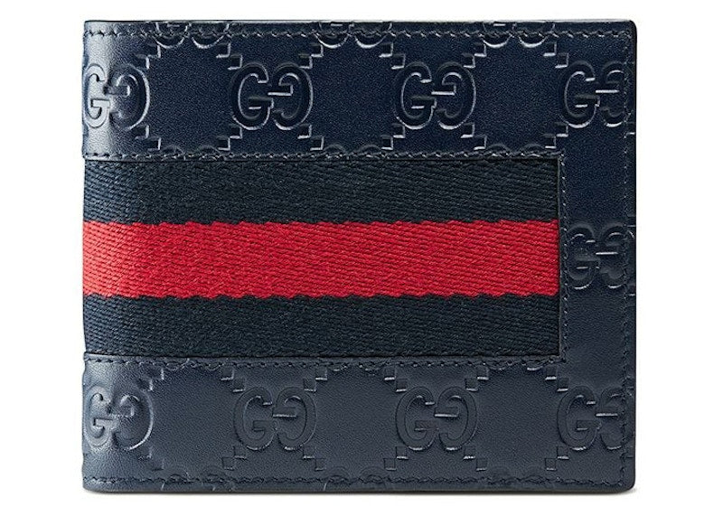 Gucci Bifold Wallet Signature Web (8 Card Slots) Blue