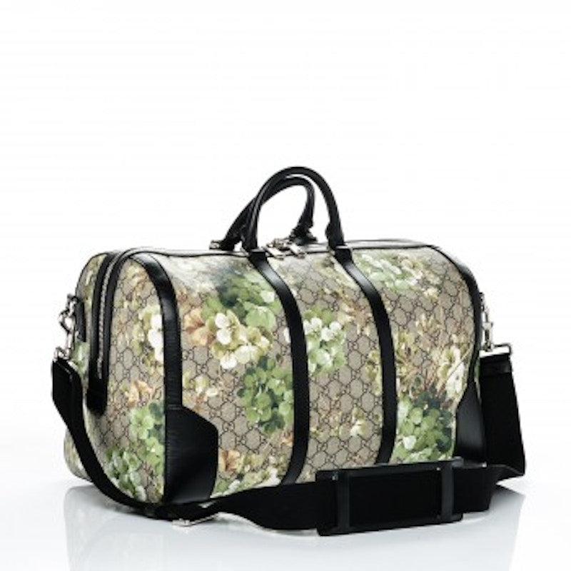 Gucci Duffle Bag Blooms GG Supreme Monogram Floral Print Medium Green/Black