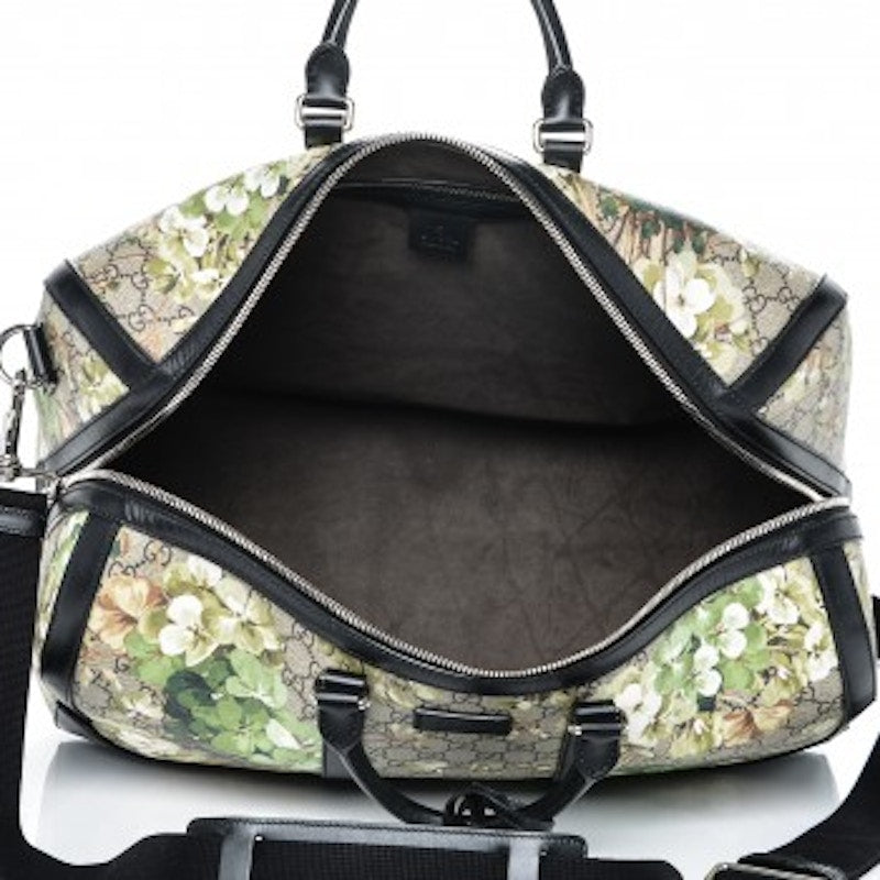 Gucci Duffle Bag Blooms GG Supreme Monogram Floral Print Medium Green/Black