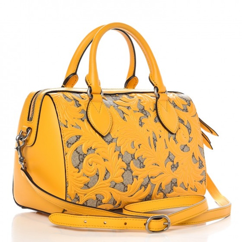 Gucci Boston Top Handle GG Supreme Arabesque Small Yellow