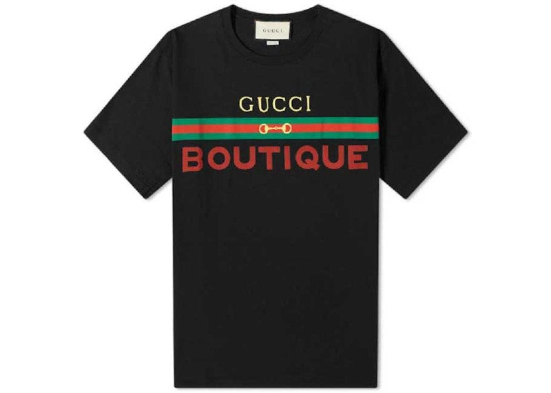 Gucci Boutique Print Cotton T-shirt Black