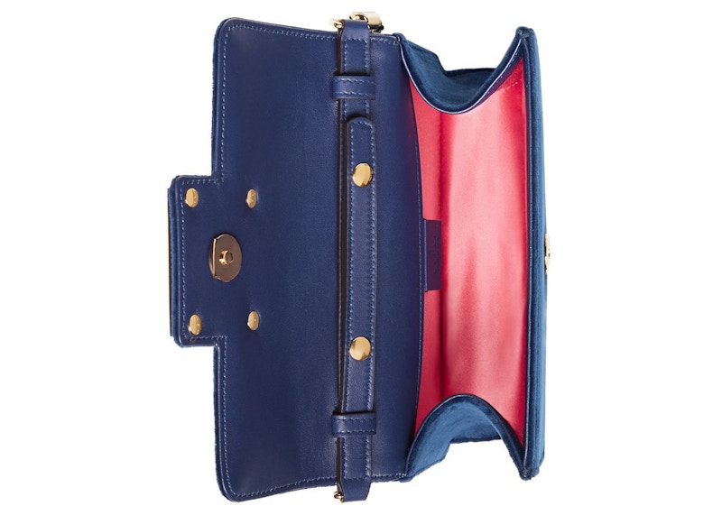 Gucci Broadway Shoulder Bag Velvet Jeweled G Blue