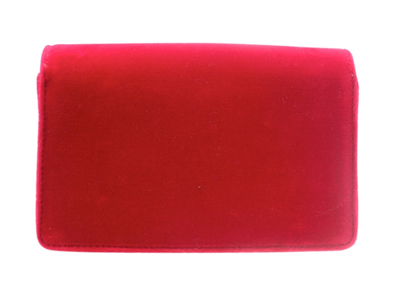 Gucci Broadway Shoulder Bag Velvet Jeweled G Red