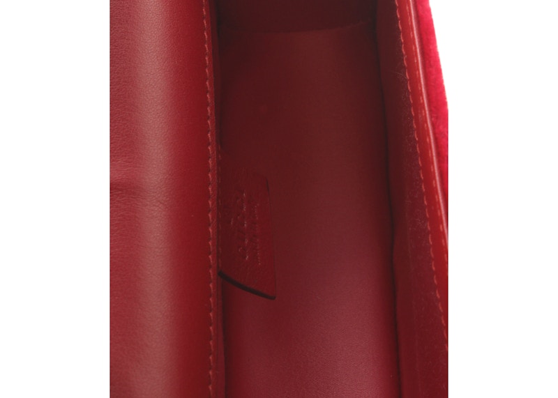 Gucci Broadway Shoulder Bag Velvet Jeweled G Red