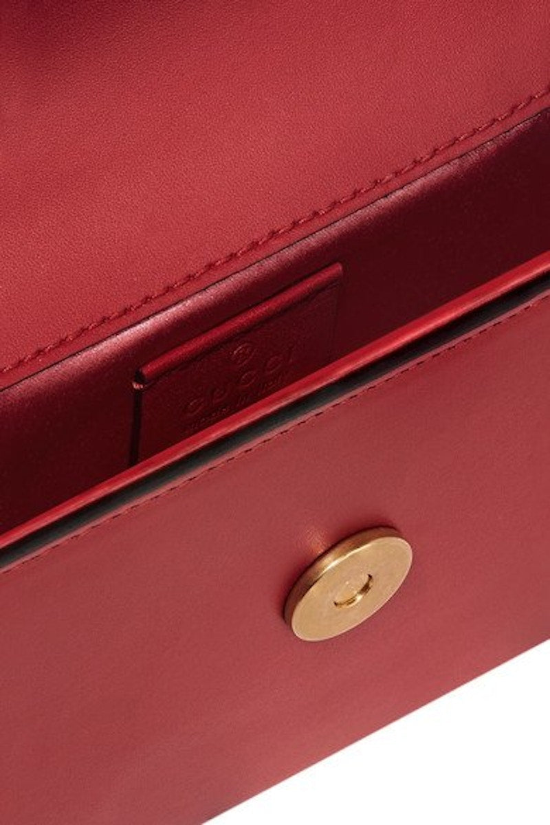 Gucci Broadway Shoulder Embellished Pearl Tiger Head Mini Red