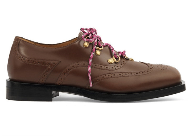 Gucci Brogue Detail Lace Up Shoe Brown