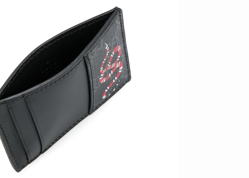 Gucci Card Case GG Supreme Kingsnake Print Black