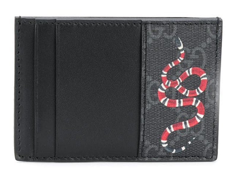 Gucci Card Case GG Supreme Kingsnake Print Black