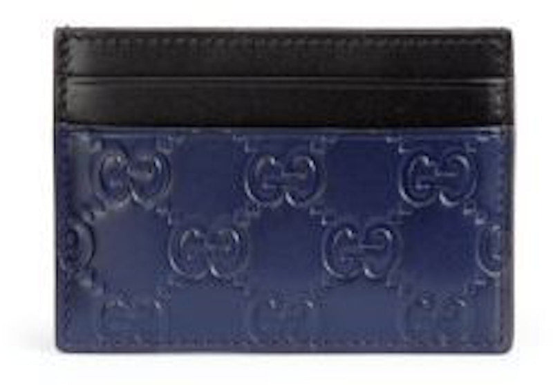 Gucci Card Case Guccissima Blue Black