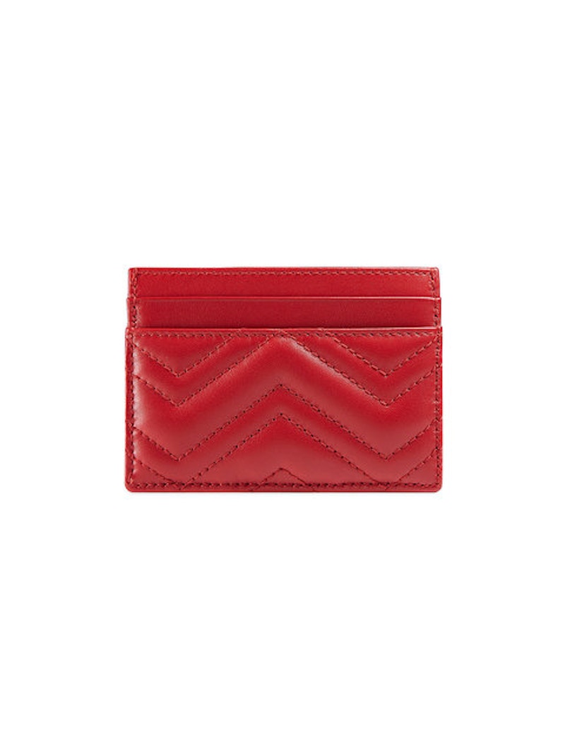 Gucci GG Marmont Card Case Matelasse Hibiscus Red