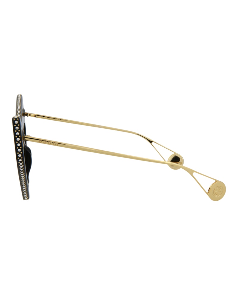 Gucci Cat Eye-Frame Acetate Sunglasses Black Gold Brown (GG0430S-30006314-002)