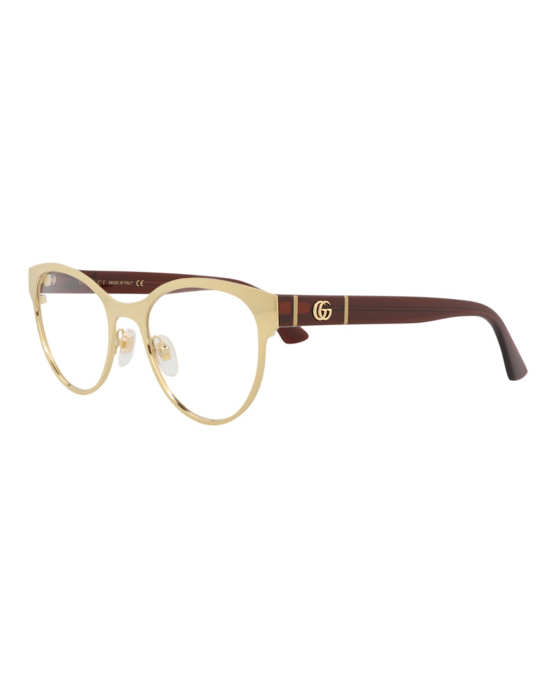 Gucci Cat Eye-Frame Metal Optical Frames Gold Red Transparent (GG1114O-30012906-003)