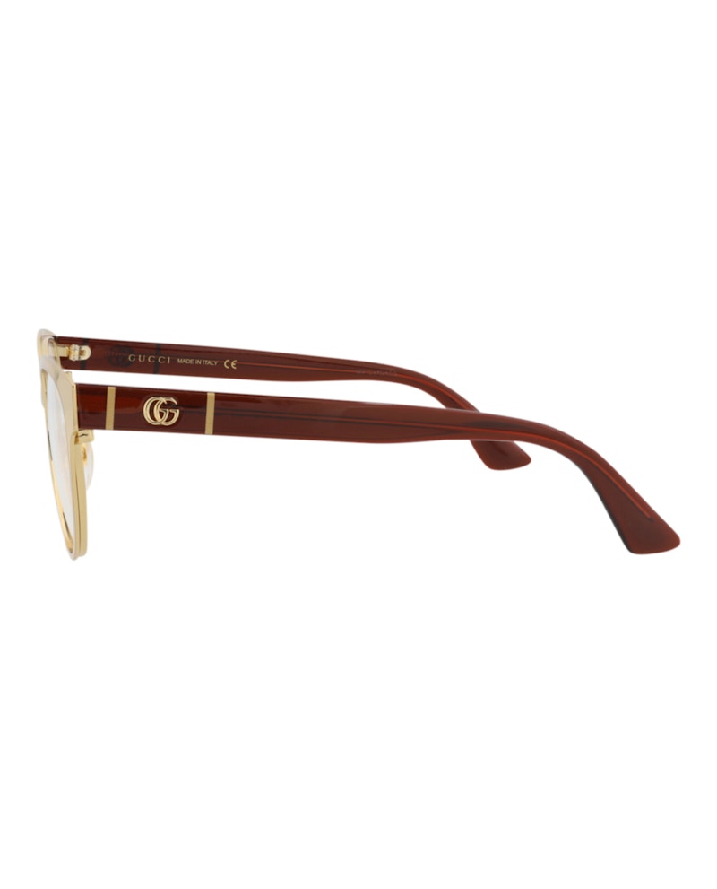 Gucci Cat Eye-Frame Metal Optical Frames Gold Red Transparent (GG1114O-30012906-003)