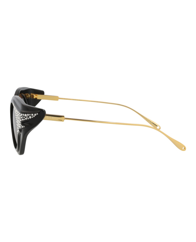 Gucci Cat Eye-Frame Recycled Acetate Sunglasses Black/Gold/Brown (GG1327S-30013927-001)