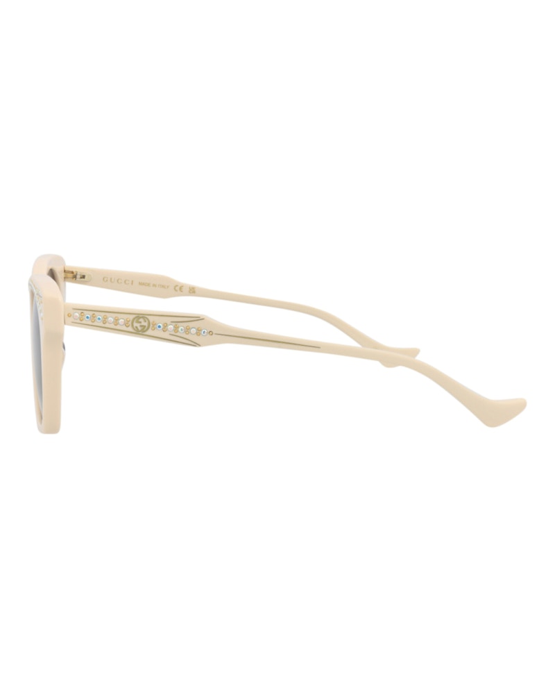Gucci Cat Eye-Frame Recycled Acetate Sunglasses Ivory/Ivory/Blue (GG1299S-30013902-004)