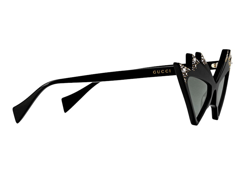 Gucci Cat-Eye Frame With Crystals Sunglasses Black/Grey (720725 J0741 1012)