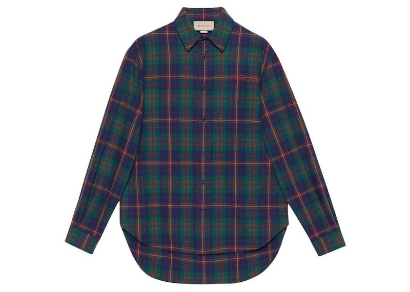Gucci Check Pattern Shirt Green