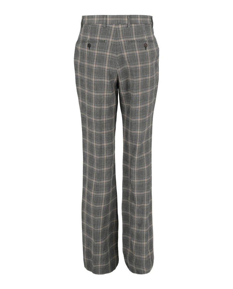Gucci Checkered Straight-Leg Trousers Grey Beige